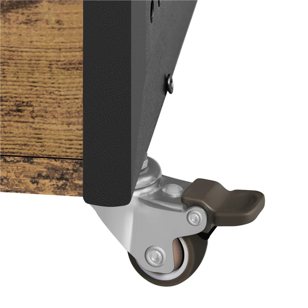 Rustic Brown Rolling Lateral File Cabinet D378