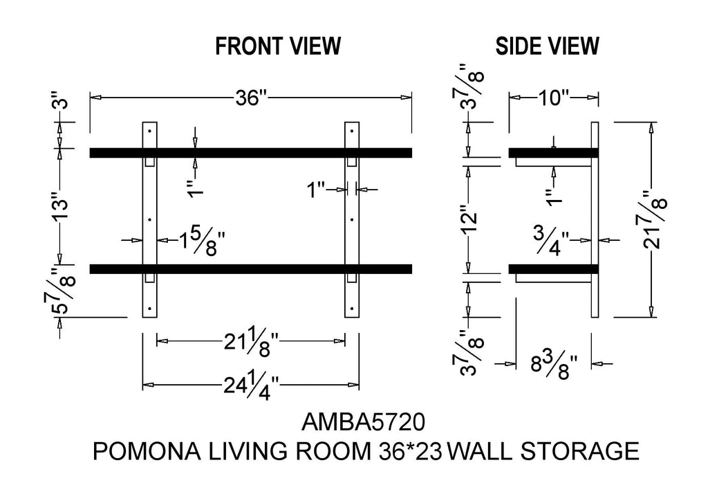 36"W Metal and Solid Wood Wall Shelf A1202