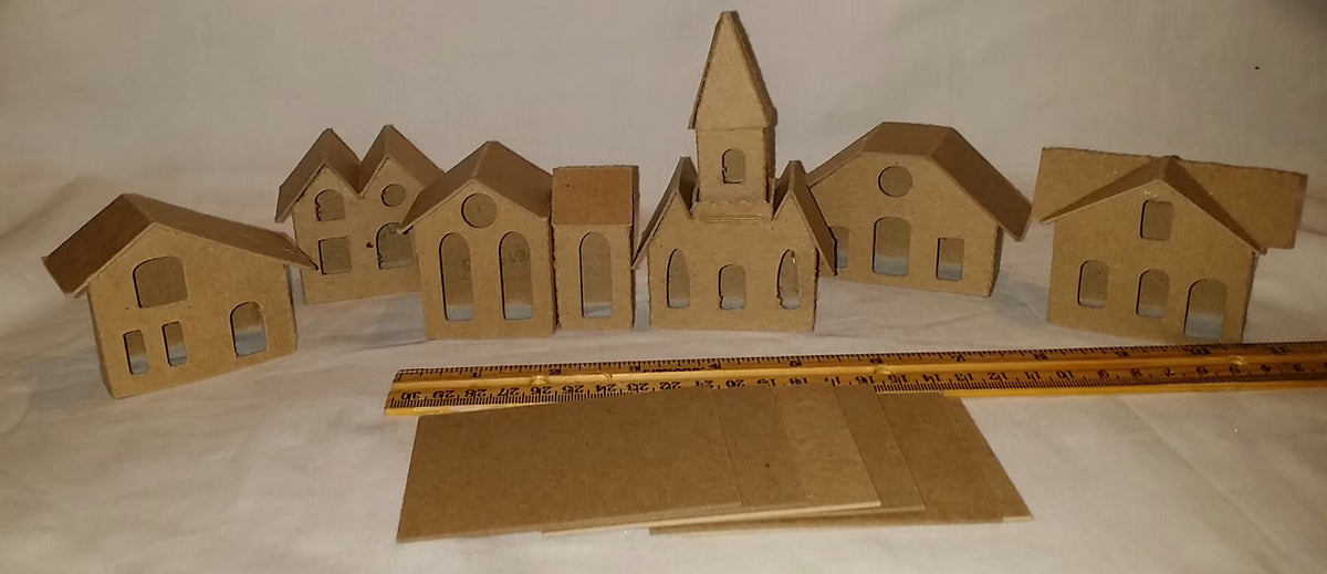 Set of 6 Mini Vintage Cardboard Houses H557982