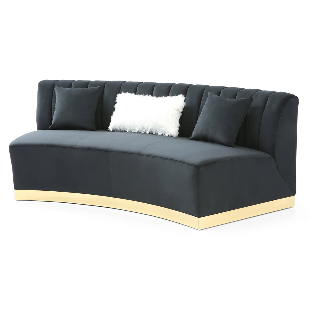 Black Velvet Curved Sofa S20750
