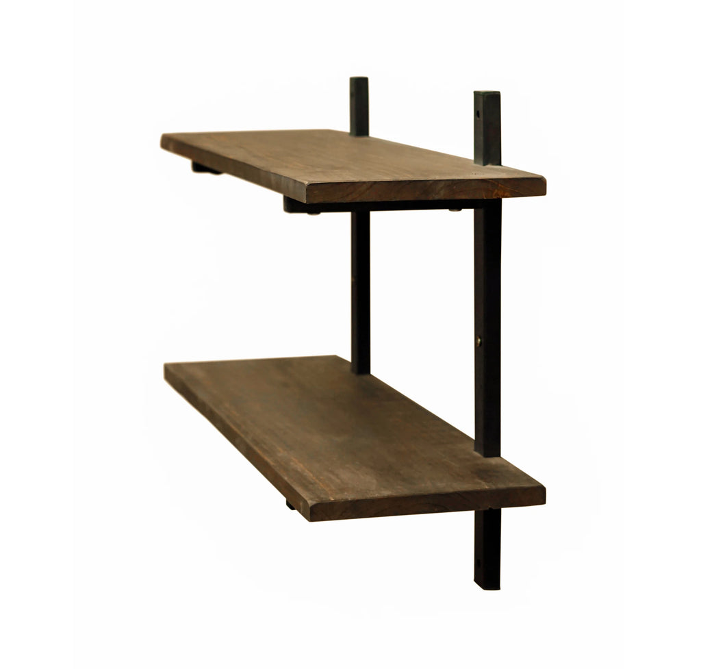 36"W Metal and Solid Wood Wall Shelf A1202