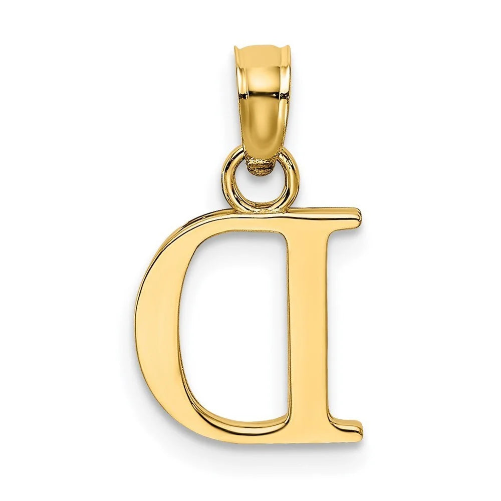 14k Yellow Gold Polished D Block Initial Pendant T4266
