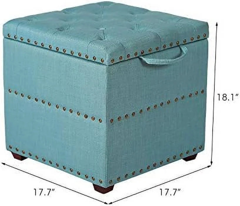 Sky Blue Ottoman Cube Foot Stool with Tray Lid T23334