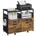 Rustic Brown Rolling Lateral File Cabinet D378