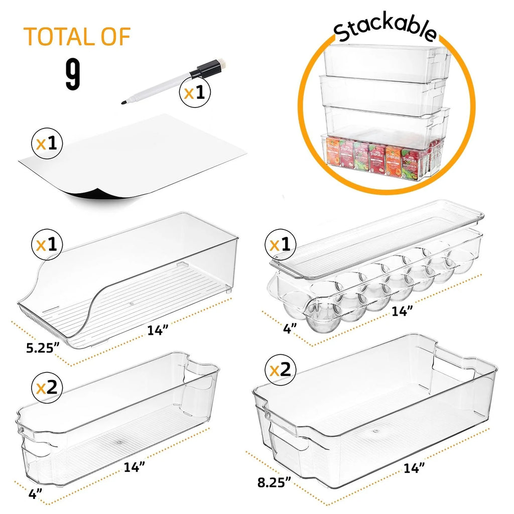 Clear 9 Piece Set Stackable Storage Bins E9415
