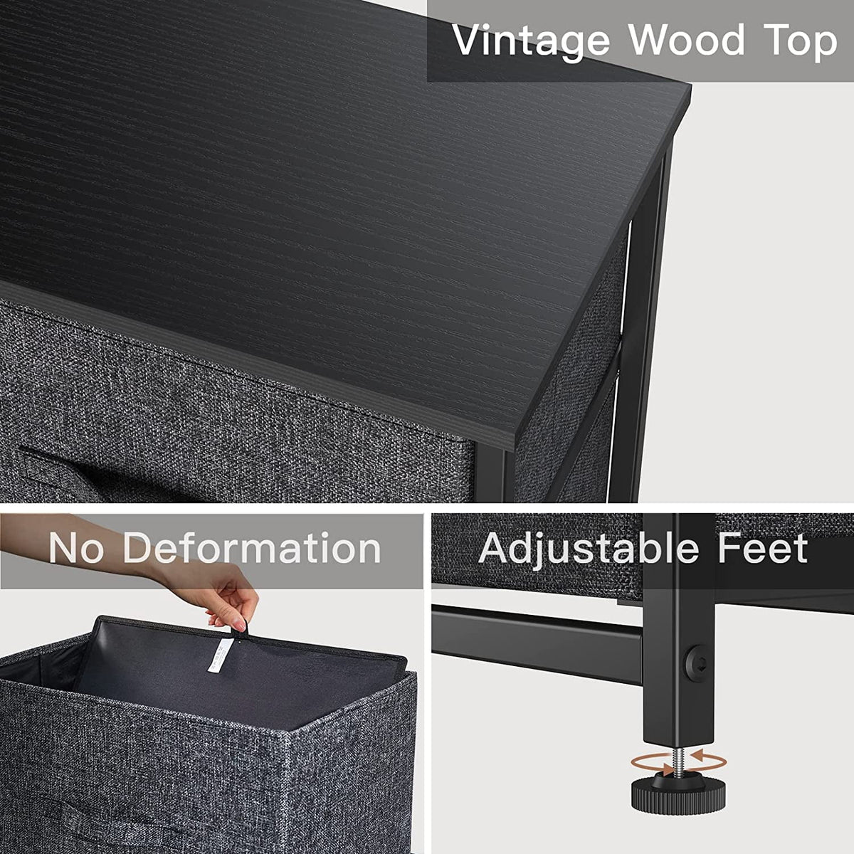 5 Drawer Fabric Storage Dresser with Wood Top W999773