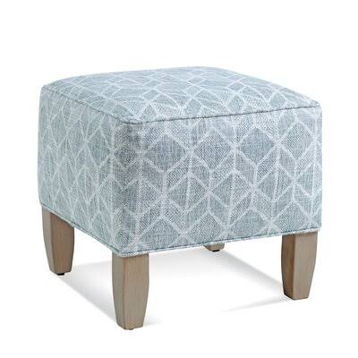 Blue and Cream Stripe Square Ottoman I787