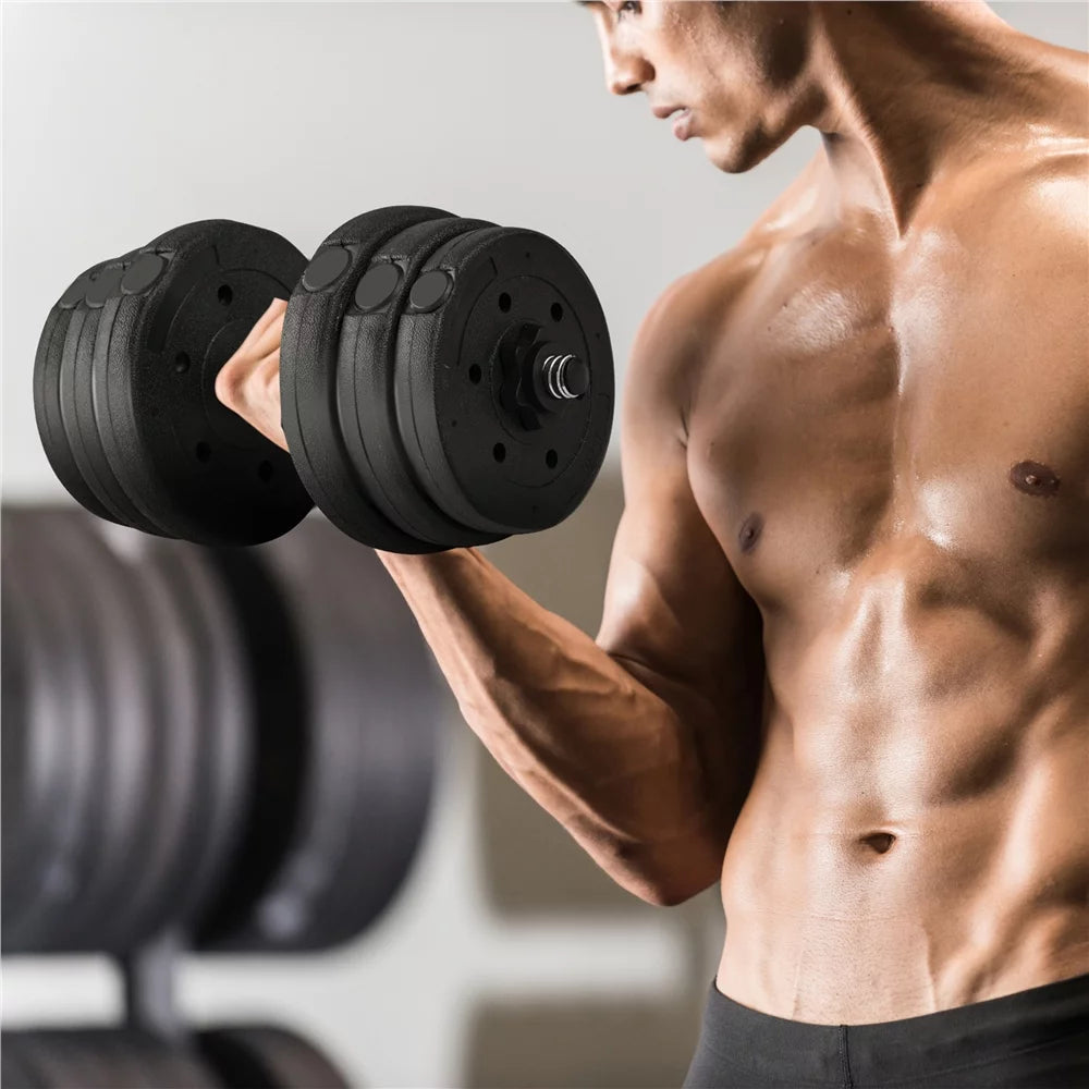 Adjustable 66LB Dumbbell Weight Set Black Y815