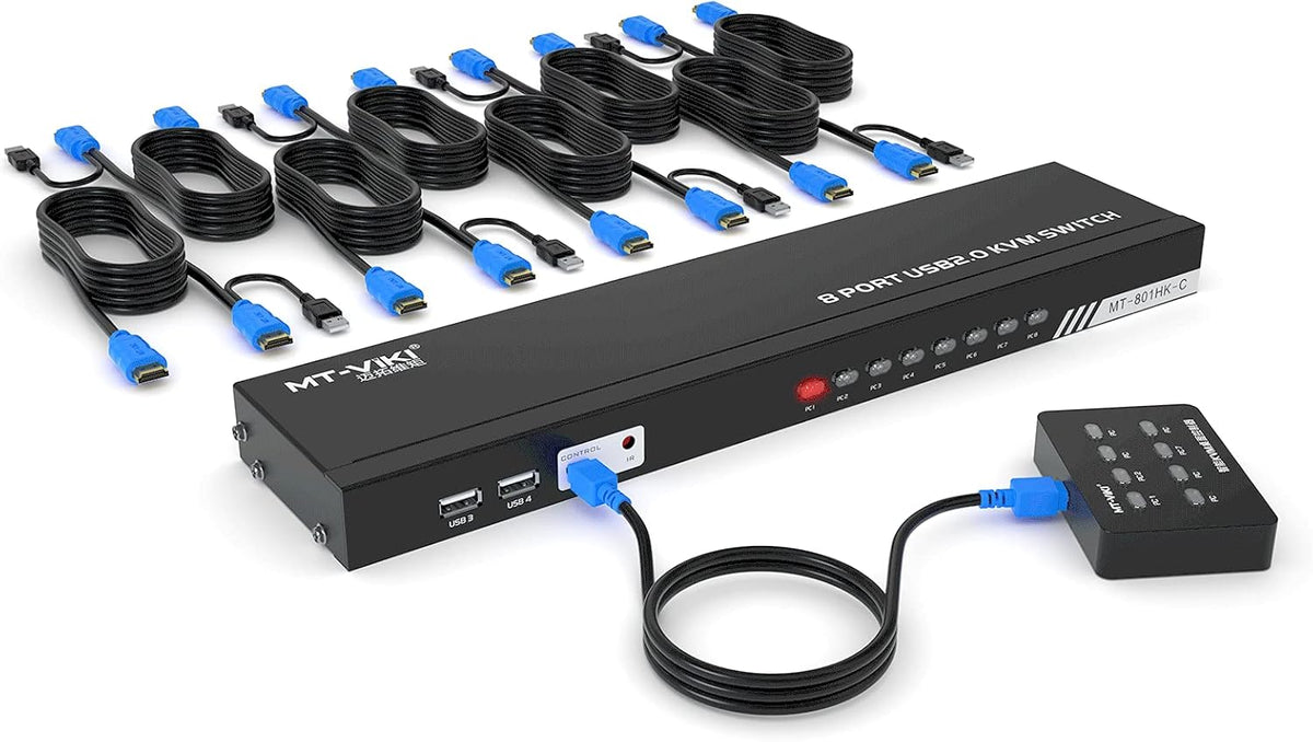 8 Ports KVM Switch HDMI 4K 30Hz Rack Mount with KVM Cables I6830