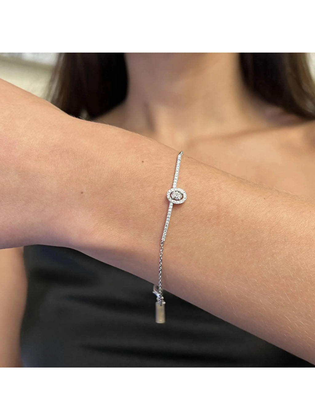 18K White Gold Diamond Chain Bracelet R587