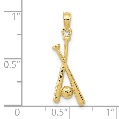 10K Yellow Gold Polished Baseball Pendant C2117