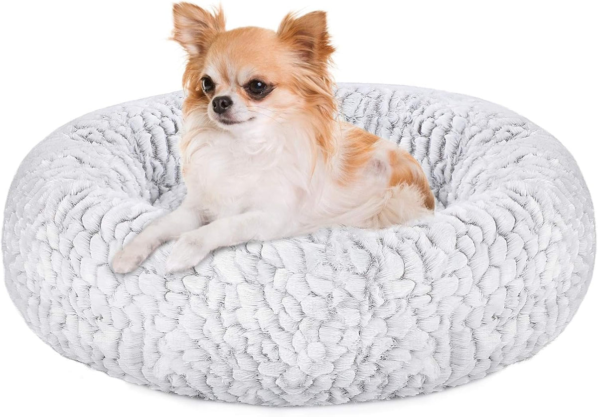 Calming Donut Dog Bed Round Fluffy Plush Washable Cuddler Pack of 2 R2296