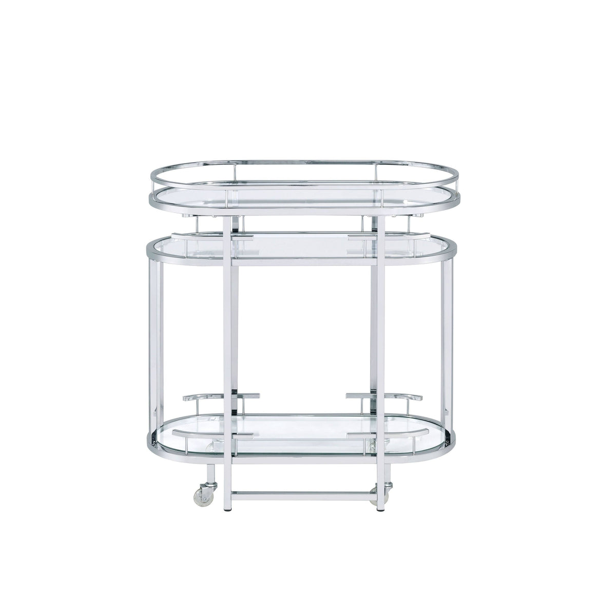 Clear Glass Serving Cart with Chrome Finish S94234