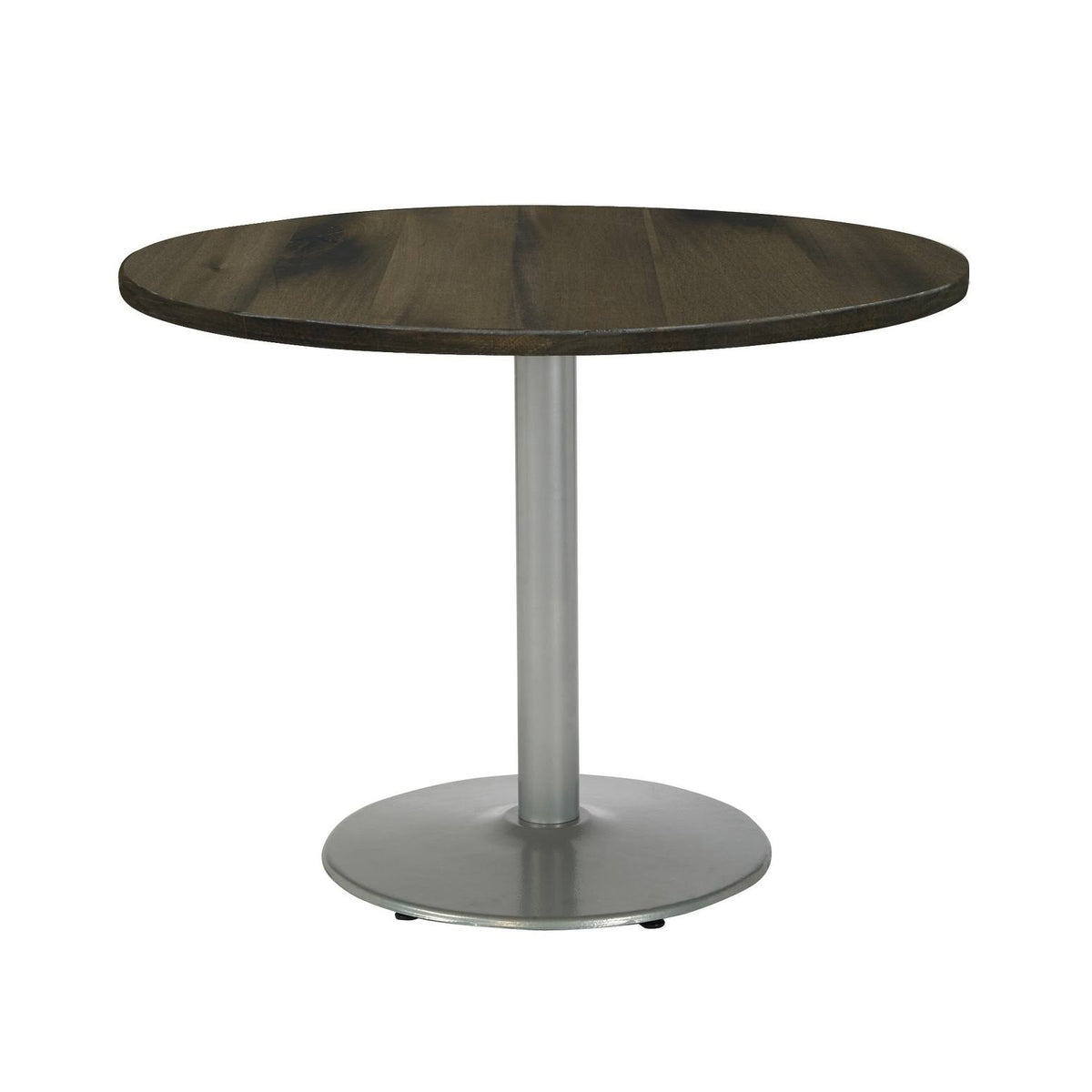 Round Top Table, Barnwood, Round Silver Base B6452