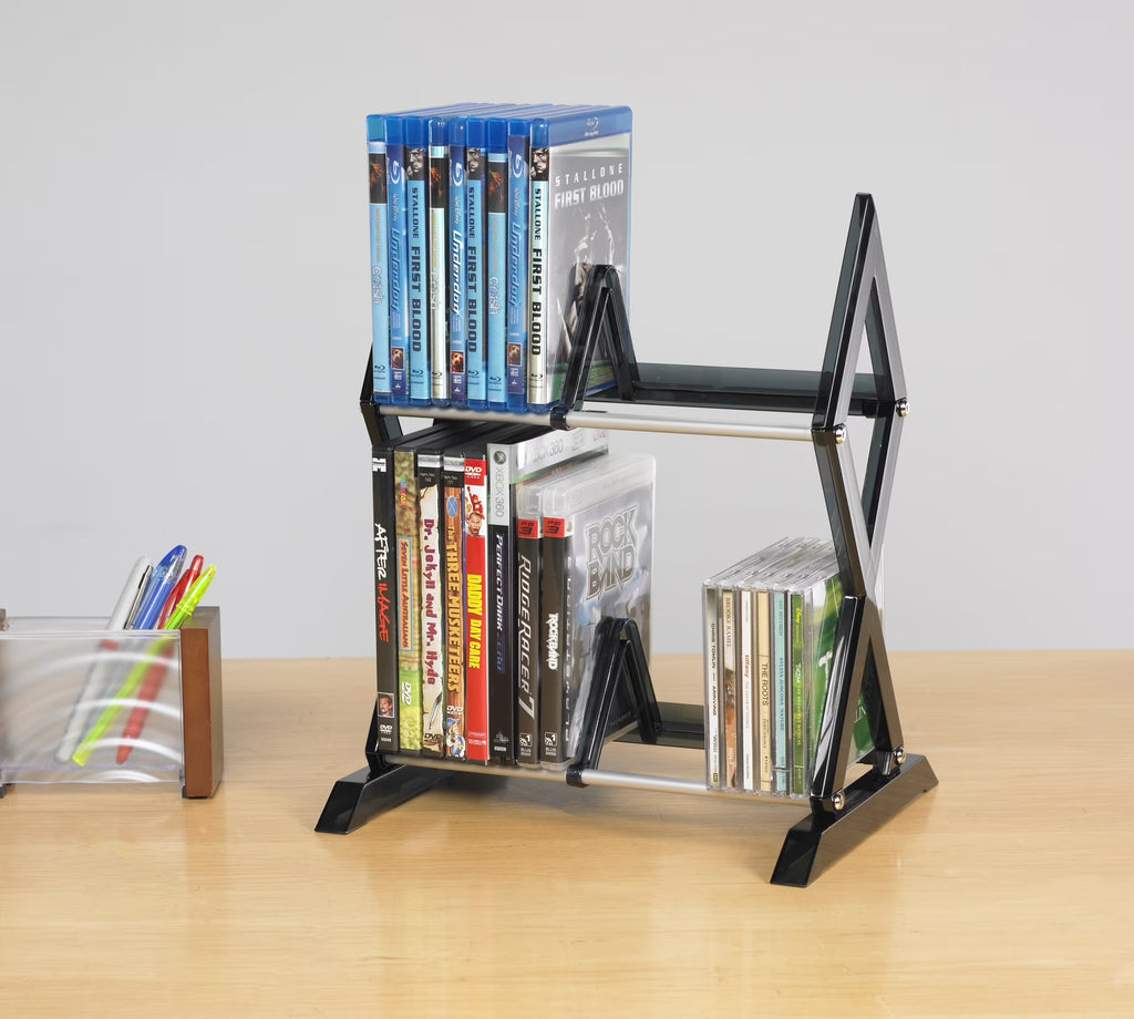 2-tier Media Rack with Movable Dividers S78126