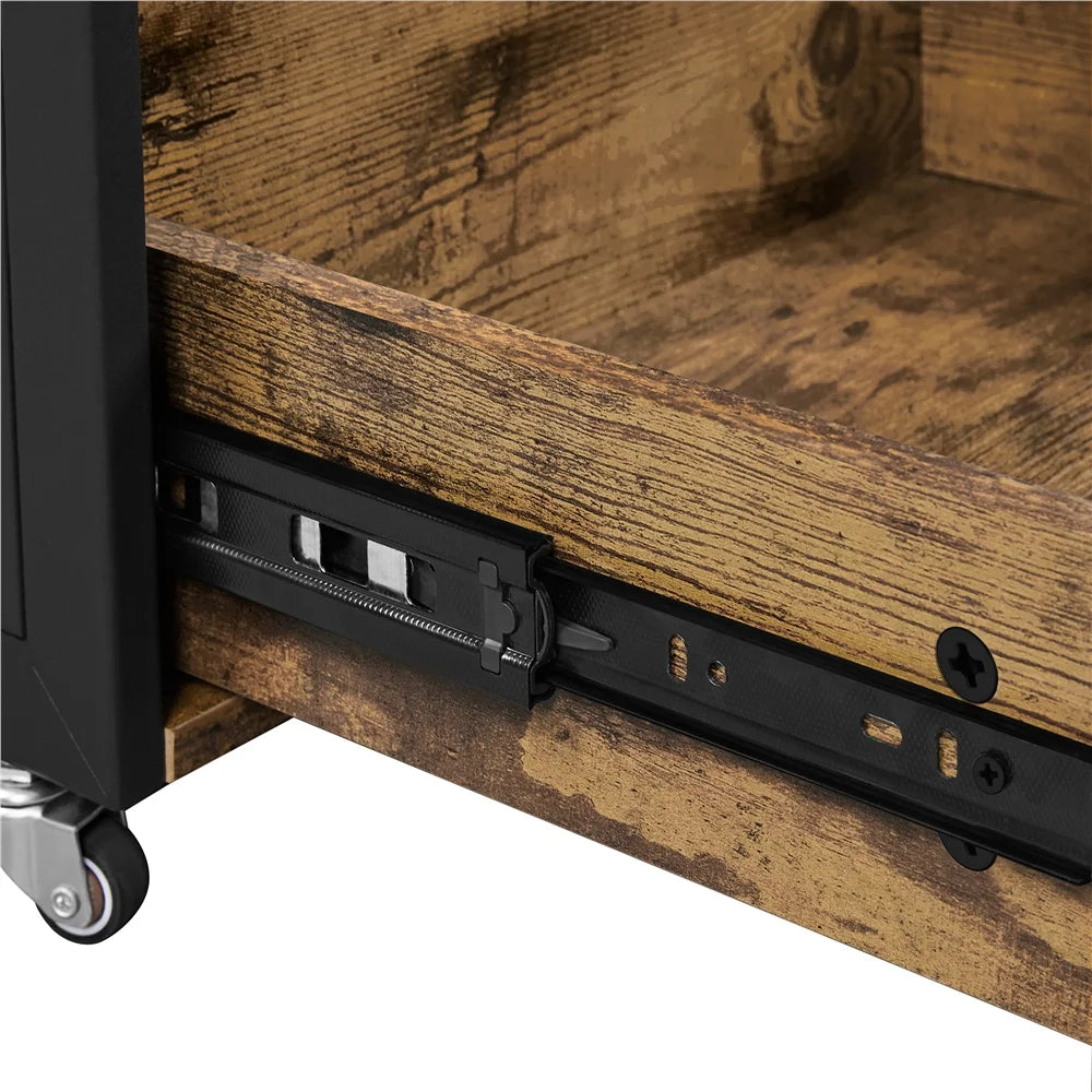 Rustic Brown Rolling Lateral File Cabinet D378