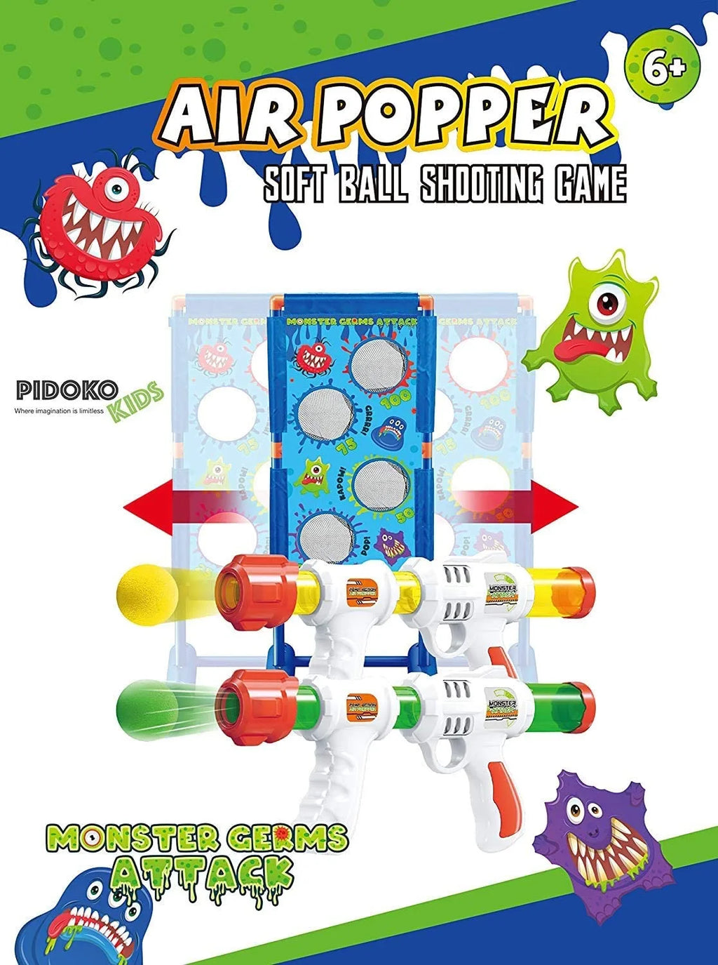 2 Pack Foam Ball Air Popper Guns with Moving Targets Z24741