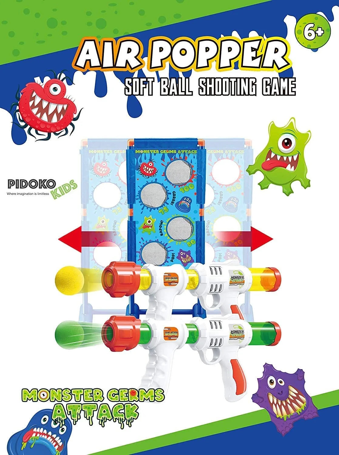 2 Pack Foam Ball Air Popper Guns with Moving Targets Z24741