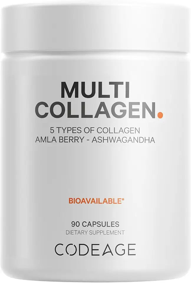 Multi Collagen Peptides Protein Capsules, 5 Collagen Types, Hydrolyzed Bovine Collagen Supplement, 90 Capsules H26534