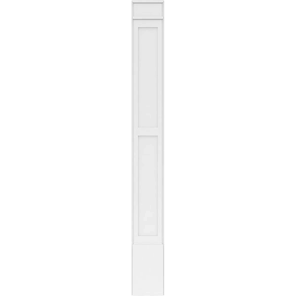 10x22W x 90x22H x 2x22P Two Equal Flat Panel PVC Pilaster with Decorative Capital & Base (Pair) R8775