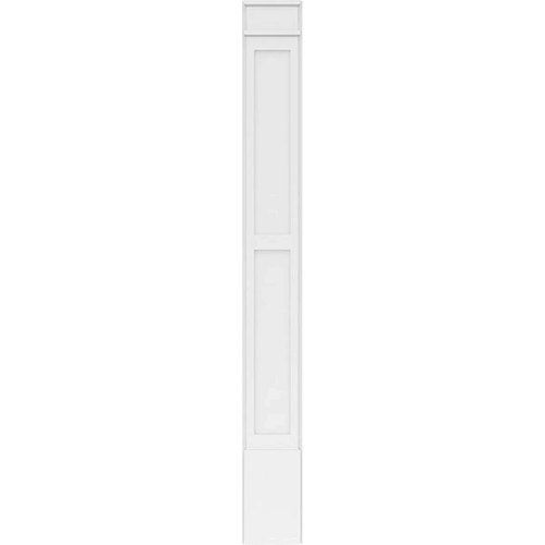 10x22W x 90x22H x 2x22P Two Equal Flat Panel PVC Pilaster with Decorative Capital & Base (Pair) R8775