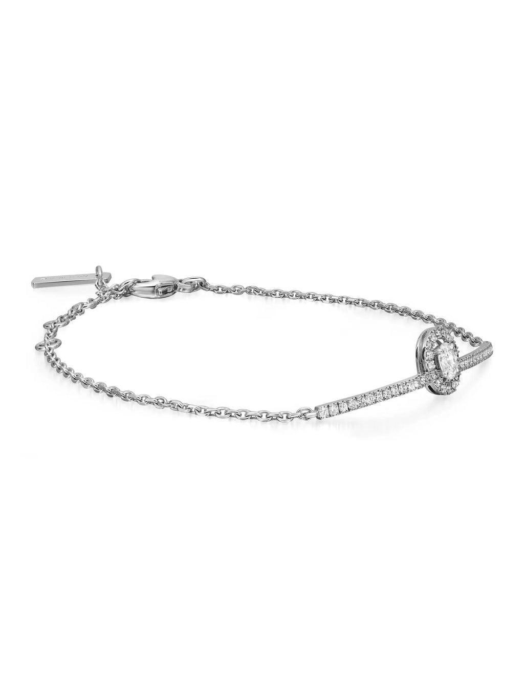 18K White Gold Diamond Chain Bracelet R587