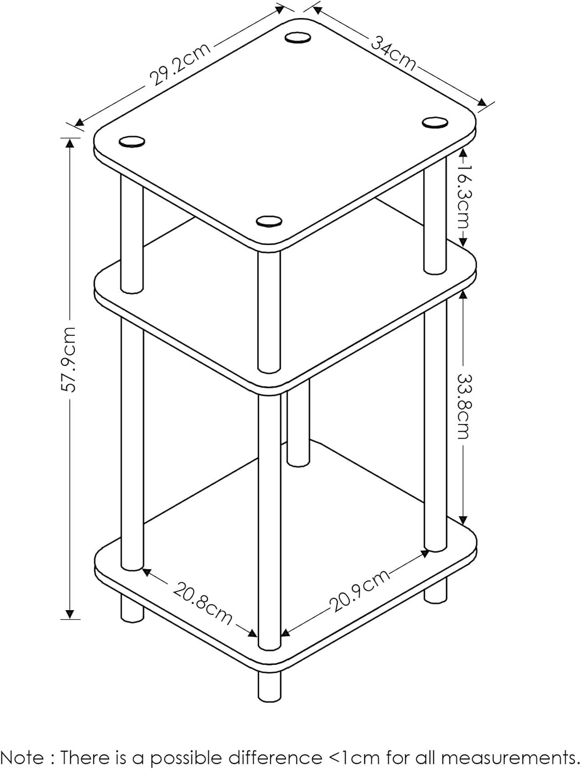3-Tier End Table, 1-Pack A12967