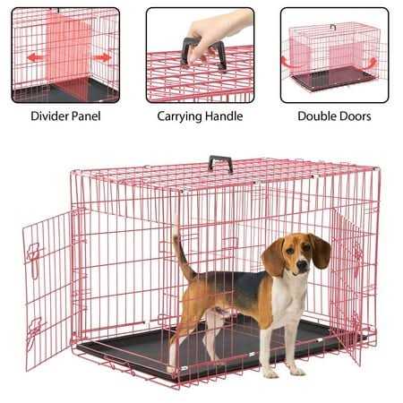 Large Foldable Double-Door Metal Wire Dog Crate A82107