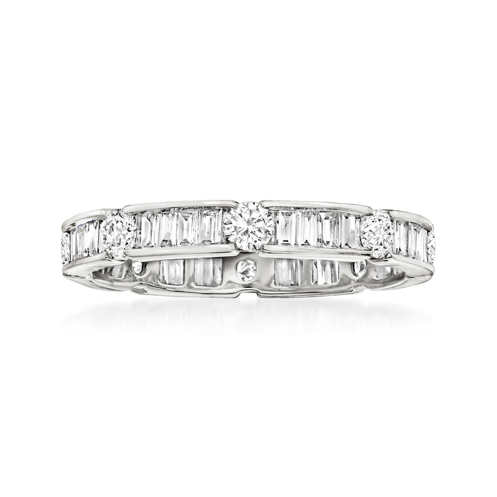 1.00 ct. t.w. Round and Baguette Diamond Eternity Band in 14kt White Gold K74081