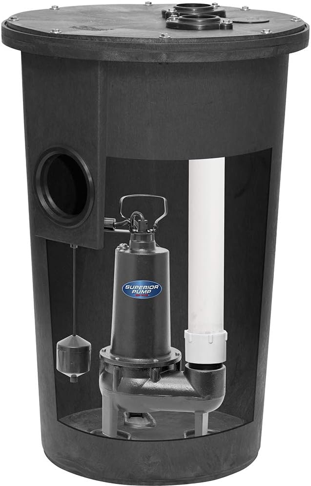 Cast Iron Tethered Float Switch Sewage Pump, 1/2 HP, Black E810