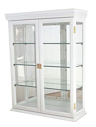 26" Solid Wood Wall Mount Curio Cabinet White S413