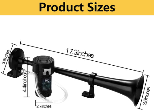 12V 150db Air Horn Kit with Compressor Single Trumpet Black N10359