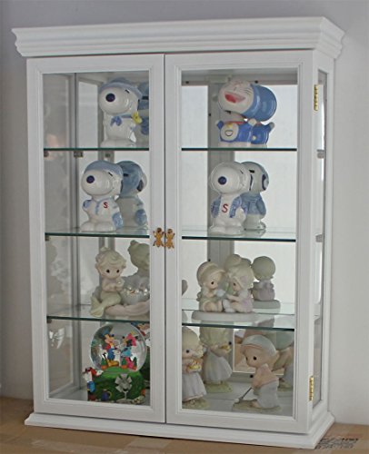 26" Solid Wood Wall Mount Curio Cabinet White S413