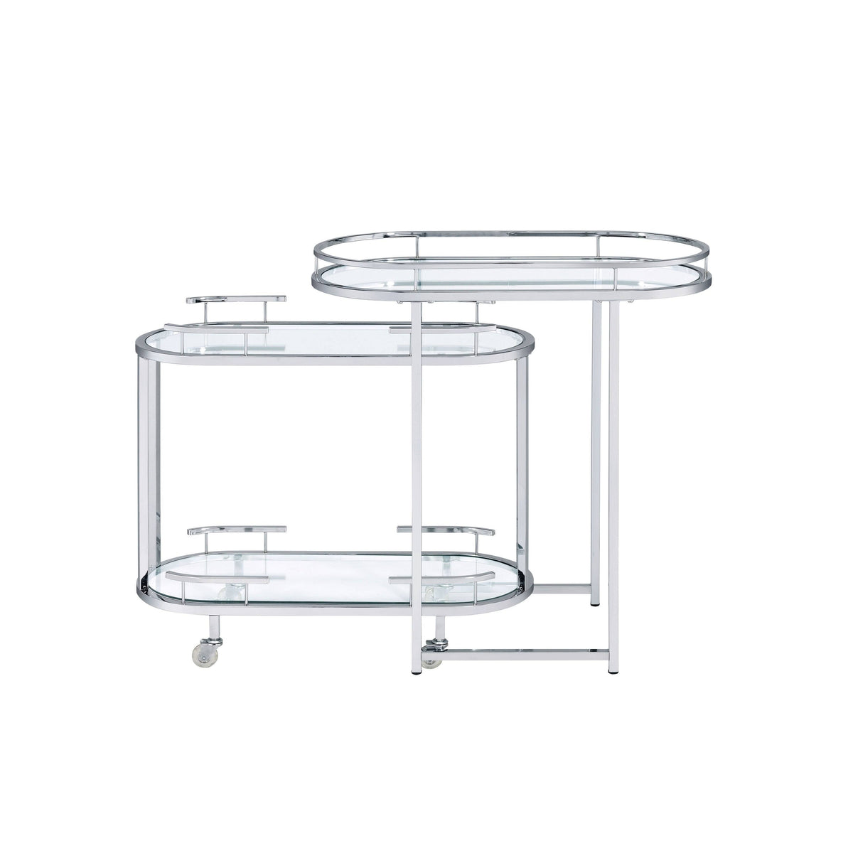 Clear Glass Serving Cart with Chrome Finish S94234