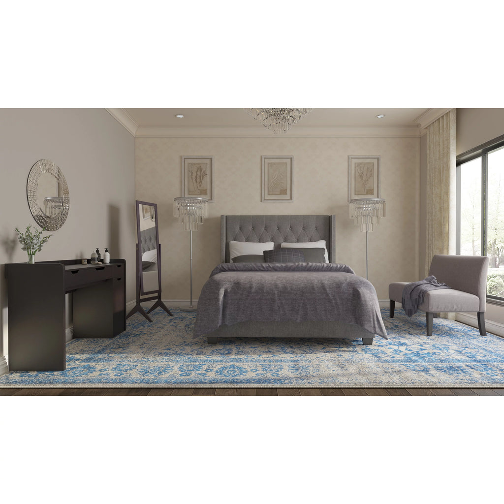 Grey Diamond Tufted Wingback Bed R178469
