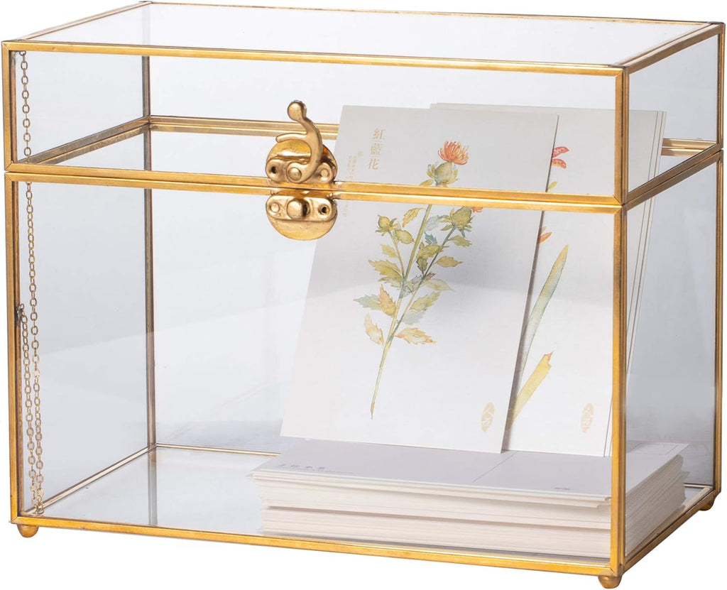 Black Geometric Glass Card Box Terrarium, Pack of 2 S212175