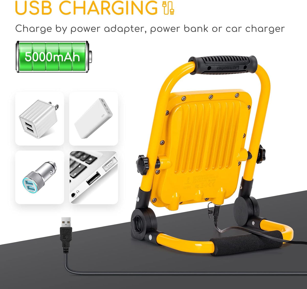 3000LM 360° Rotation IP65 Waterproof 30W Portable Work Light with Stand Pack of 2 Q99158