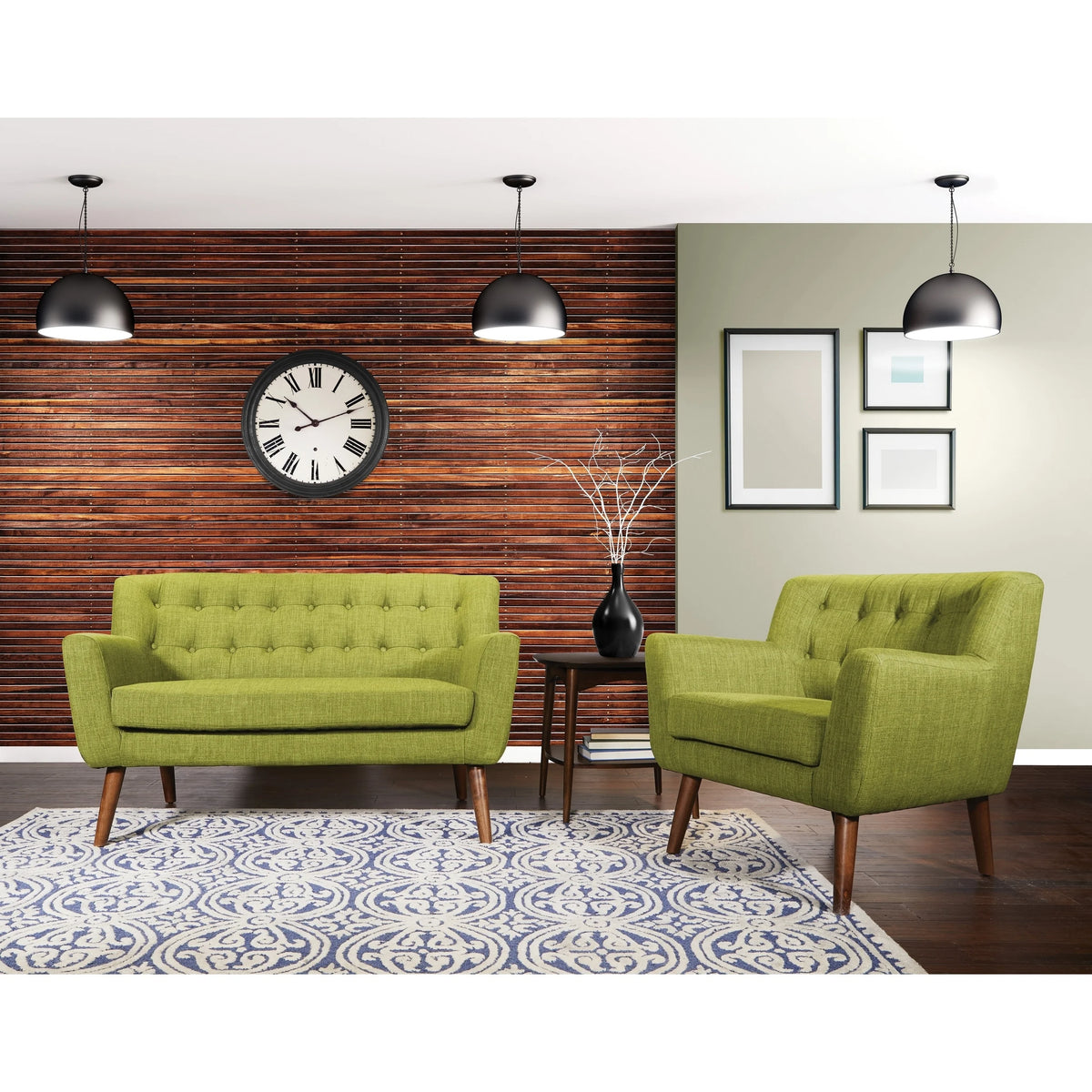 Navy Tufted Back Fabric Loveseat J334333