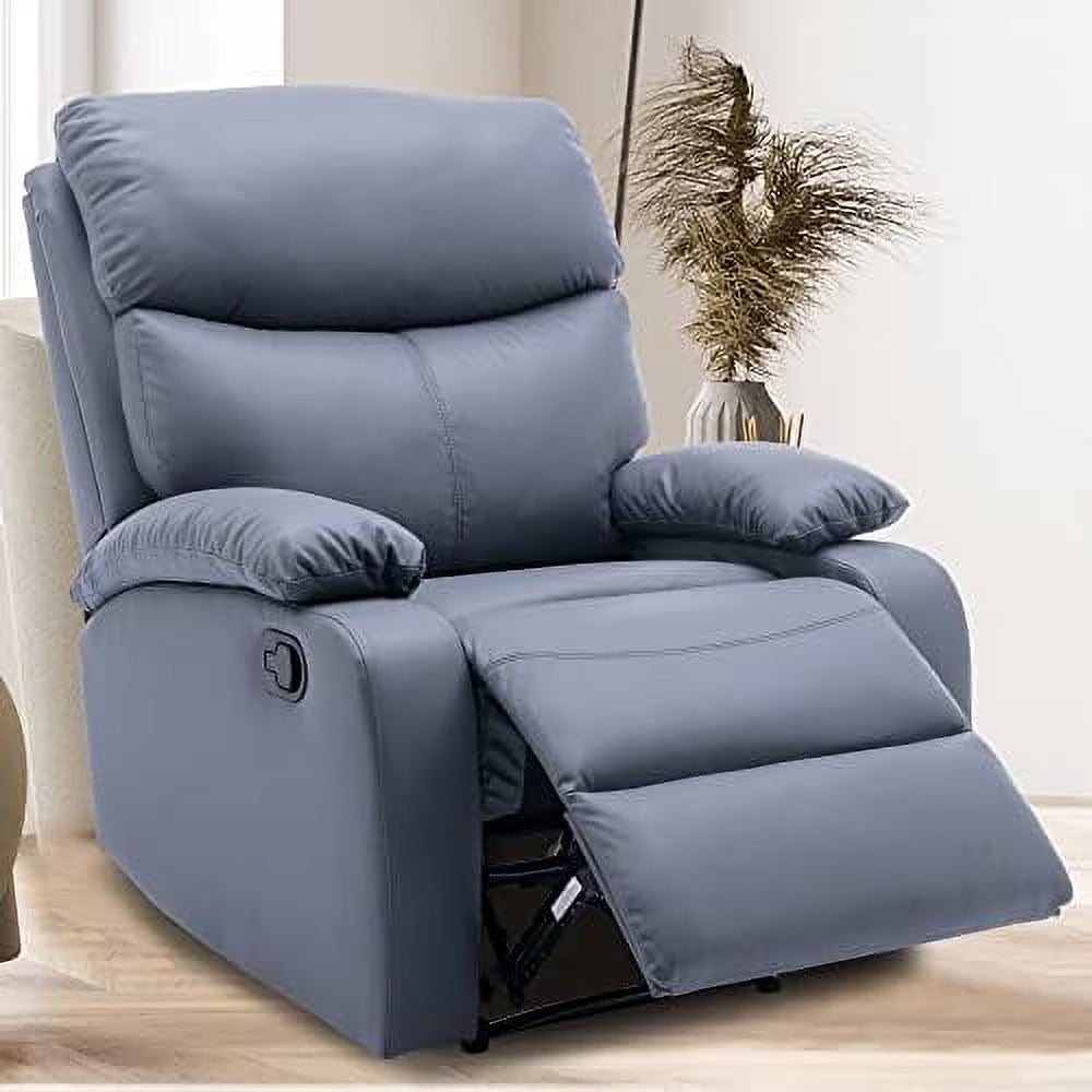 Cerulean Blue Manual Recliner Chair with Micro Leather B5196
