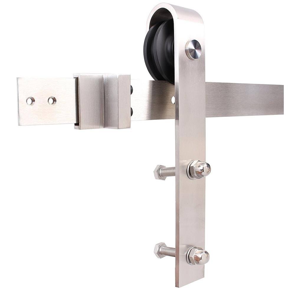 White Stained Wood Interior Sliding Barn Door with Hardware Kit E21123