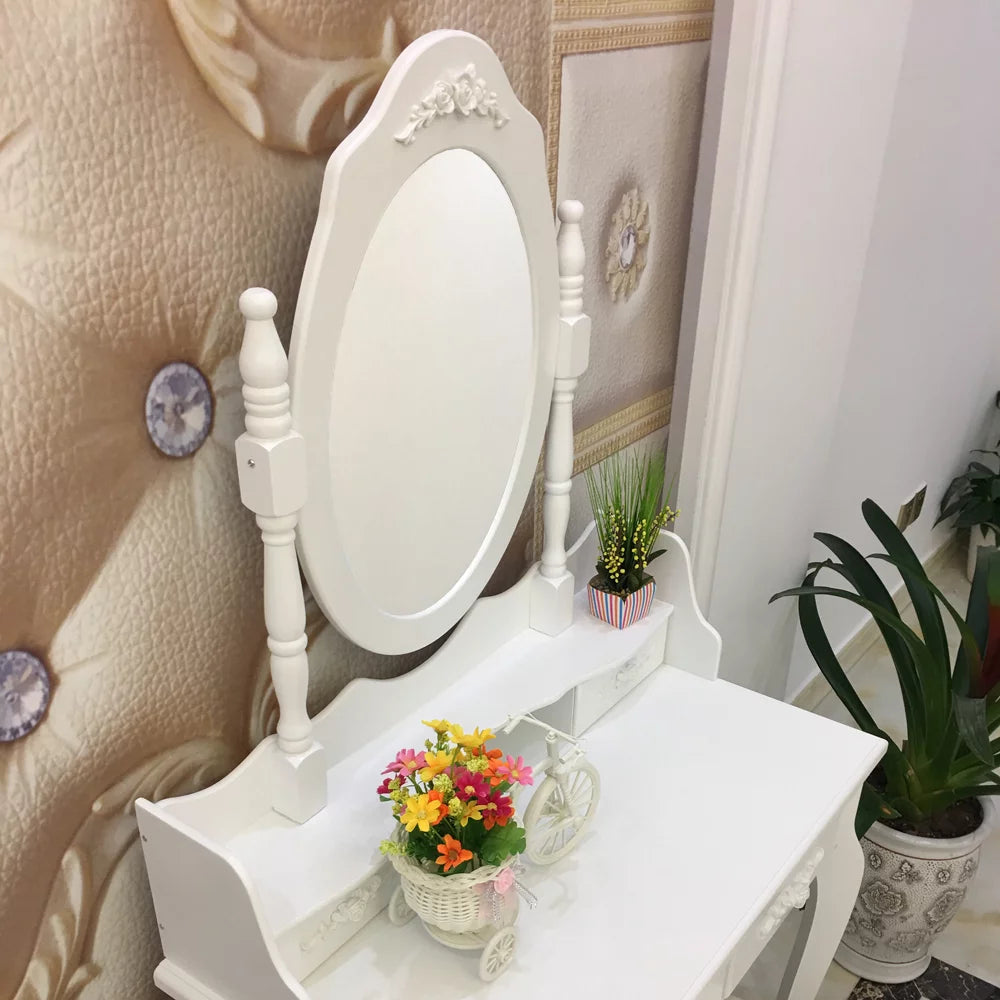 White 4 Drawer Vanity Table with Removable Mirror L836