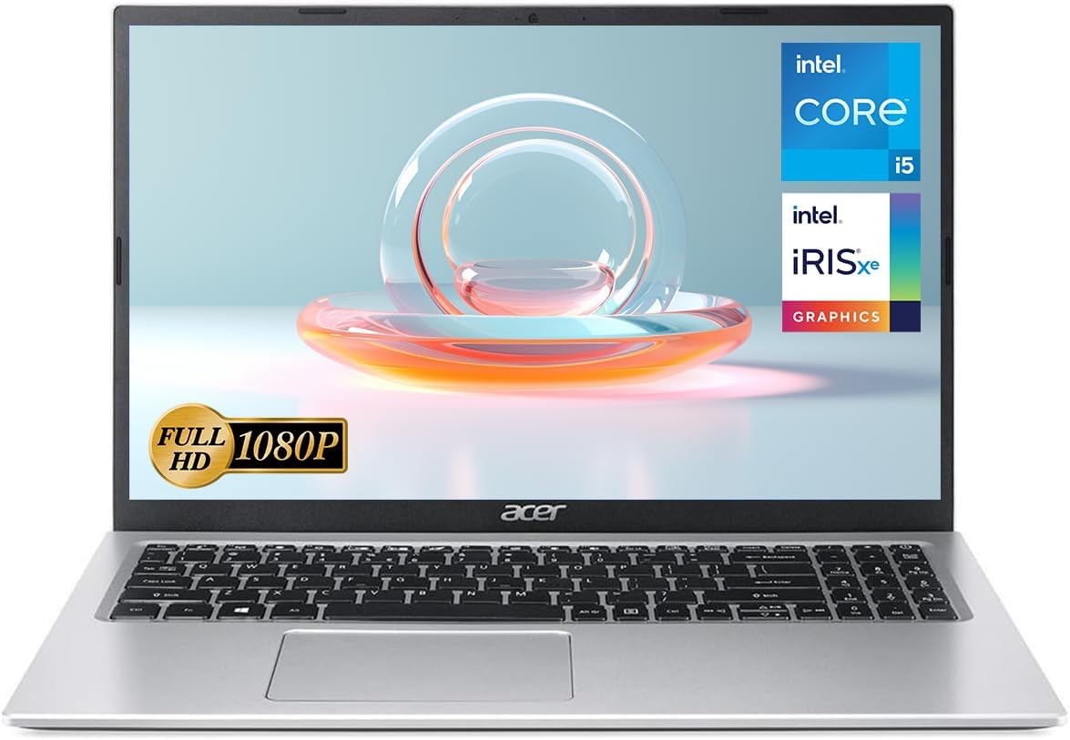 15.6" FHD Display Intel Core i5 8GB RAM 256GB SSD Windows 11 Home Silver Laptop U585586
