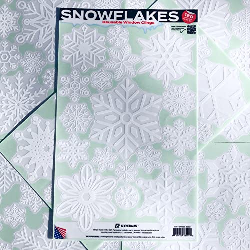 120 PCS Double-Sided Reusable Snowflake Window Clings L76428