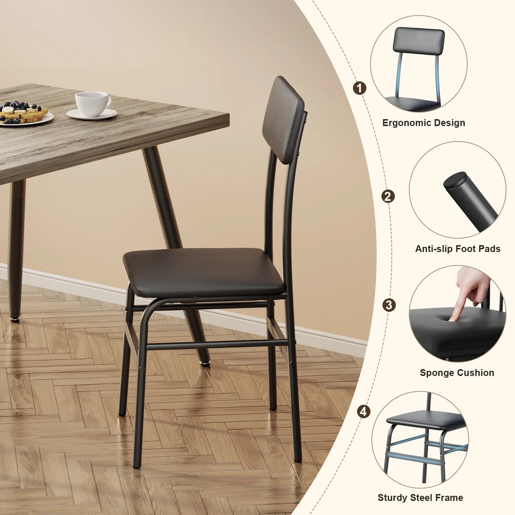 Dining Table Set for 4 Gray E1597