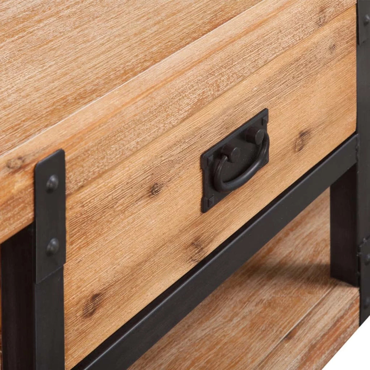 Reclaimed Wood TV Cabinet with Storage Shelves C973