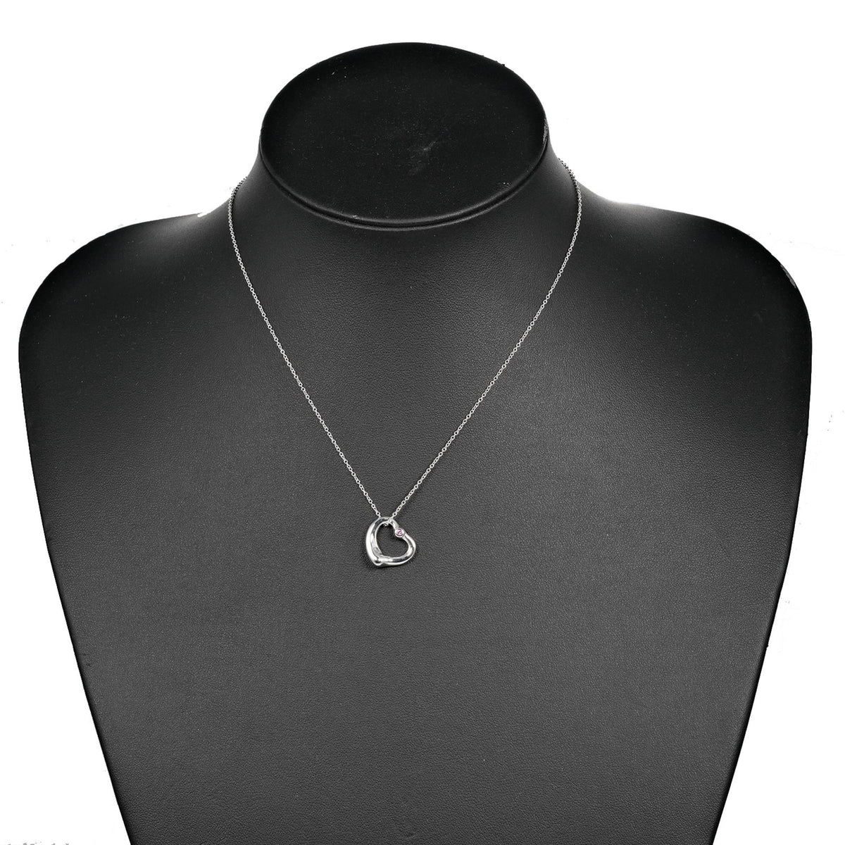 Open Heart Necklace 925 Silver Pink Sapphire Y4490