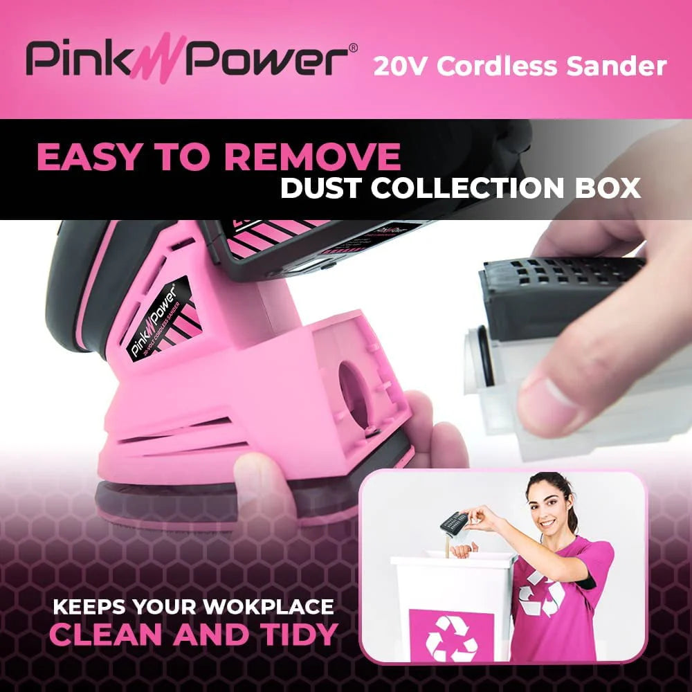 Cordless 20V Palm Sander with Sandpaper, Battery & Charger F2857