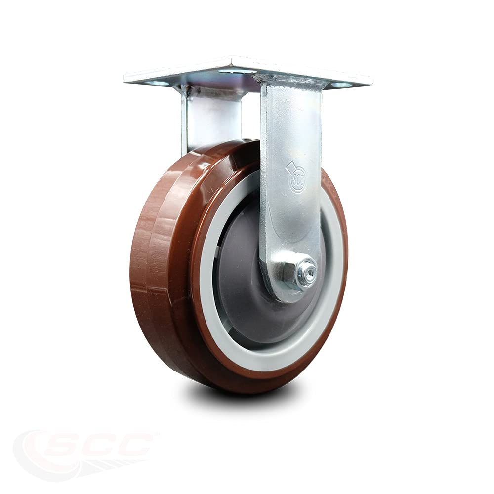 6 Inch Maroon Polyurethane Swivel Caster with Plastic Thread Guards, Pack of 2 P830
