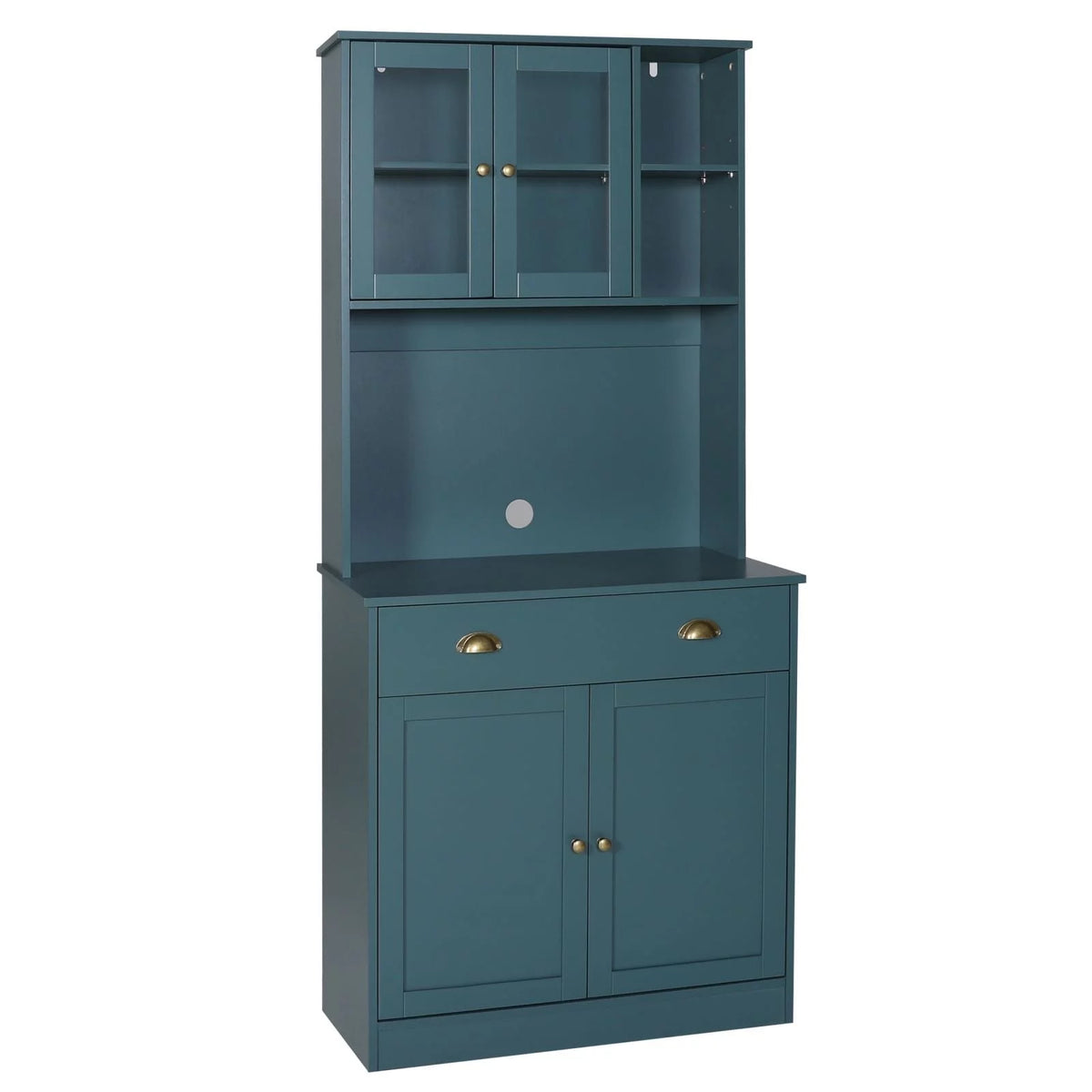 72'' Kitchen Pantry Cabinet with Microwave Stand Blue W63850