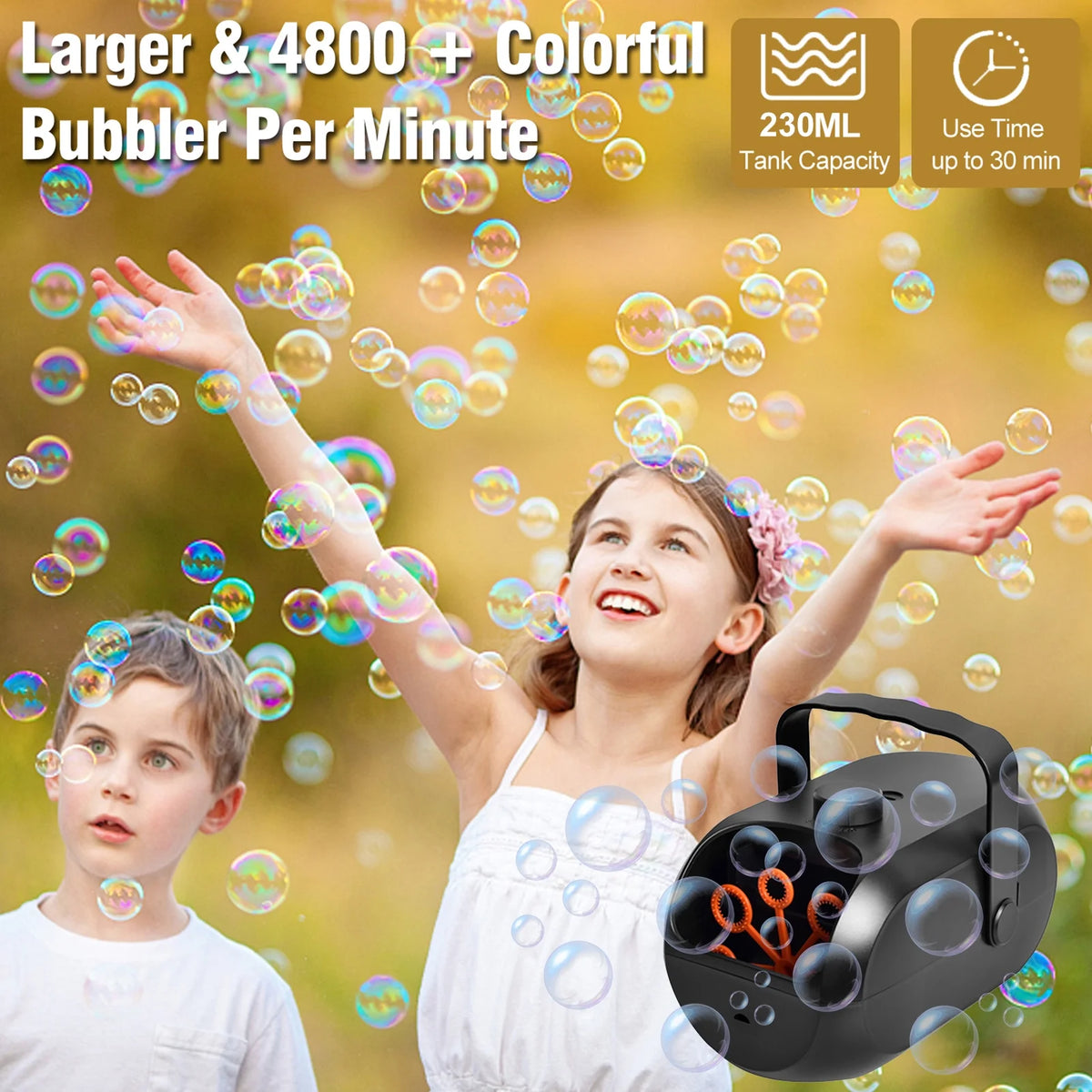 Bubble Machine Portable Bubble Maker 4800+ Bubbles Per Minute T67960